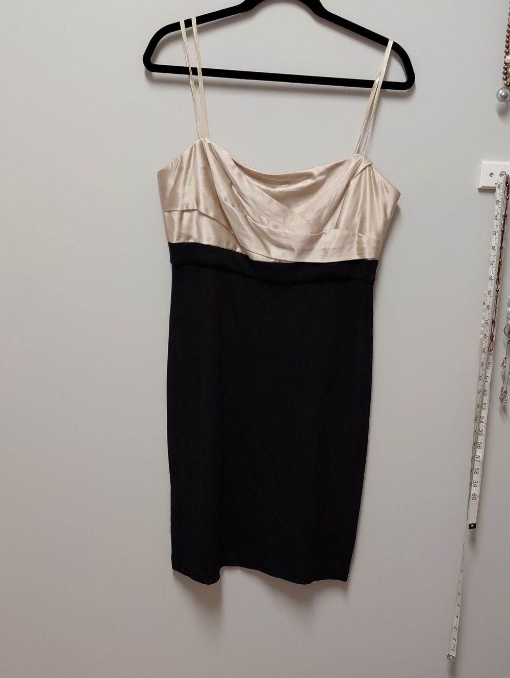 BCBGMaxAzria Two-Tone Satin Bust Sheath Dress - Cream and Black